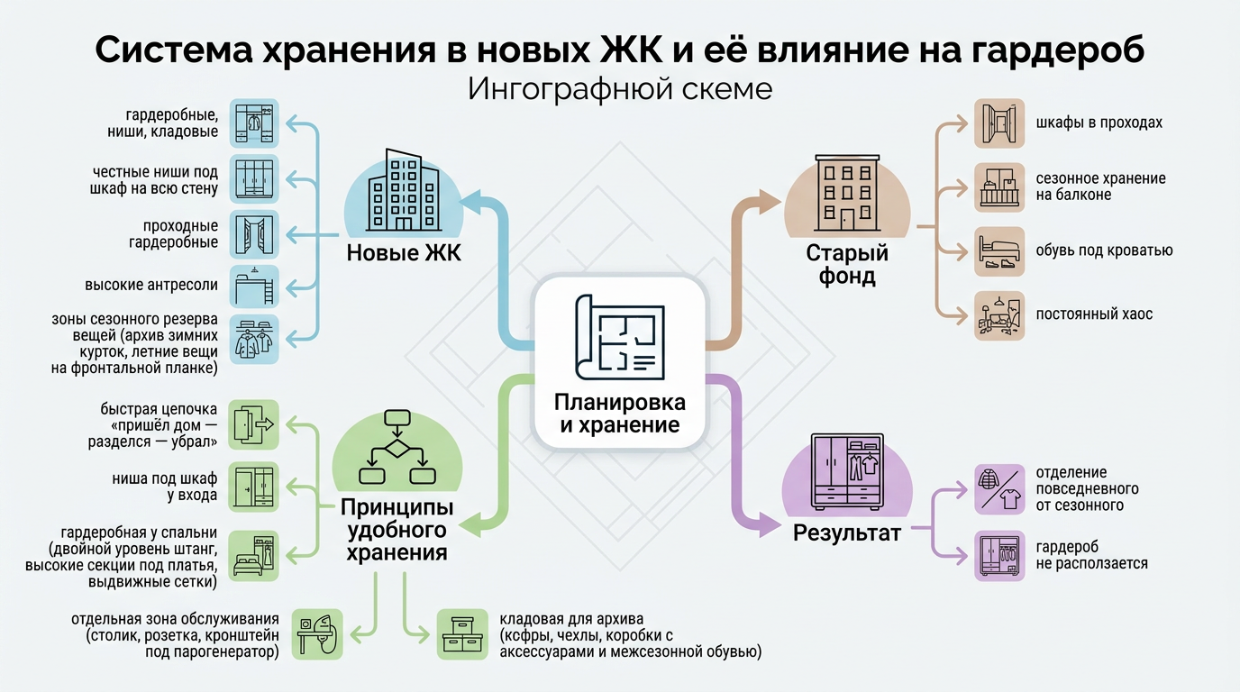 Система хранения в новом ЖК и ее влияние на гардероб